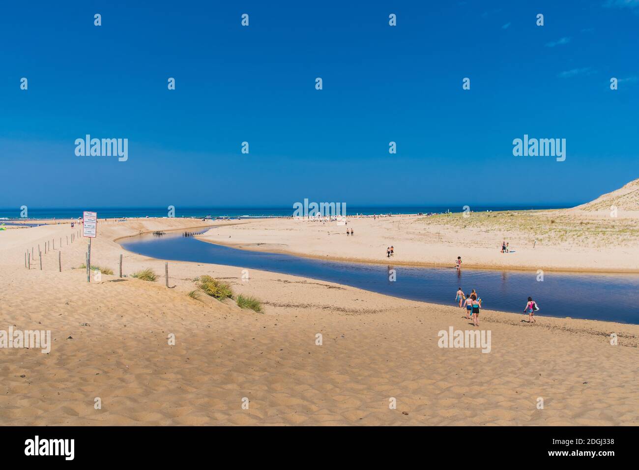 Die Mündung der Huchet-Strömung in den Landes Stockfoto