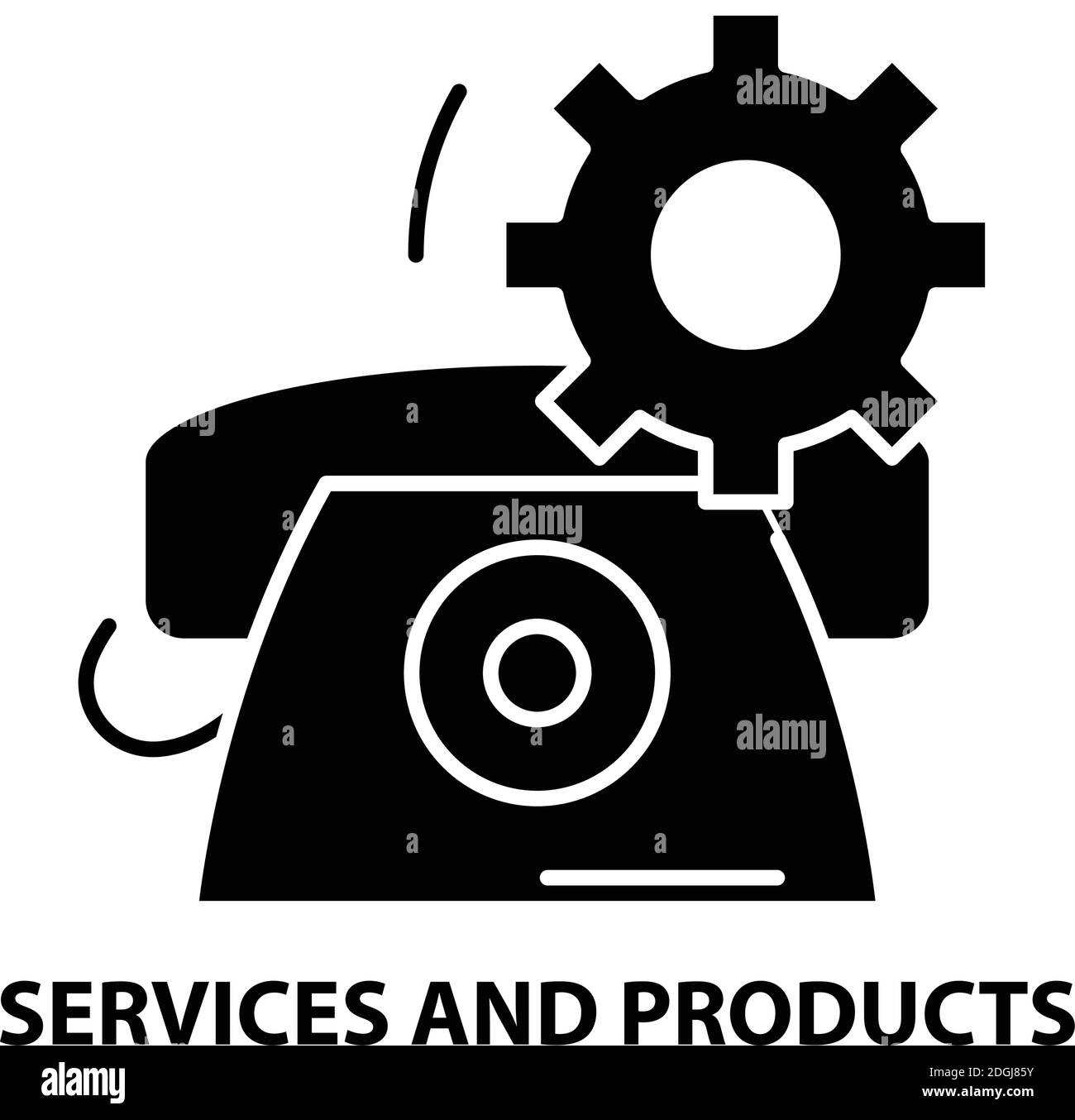 Service und Produkte Symbol, schwarzes Vektorzeichen mit editierbaren Striche, Konzeptdarstellung Stock Vektor