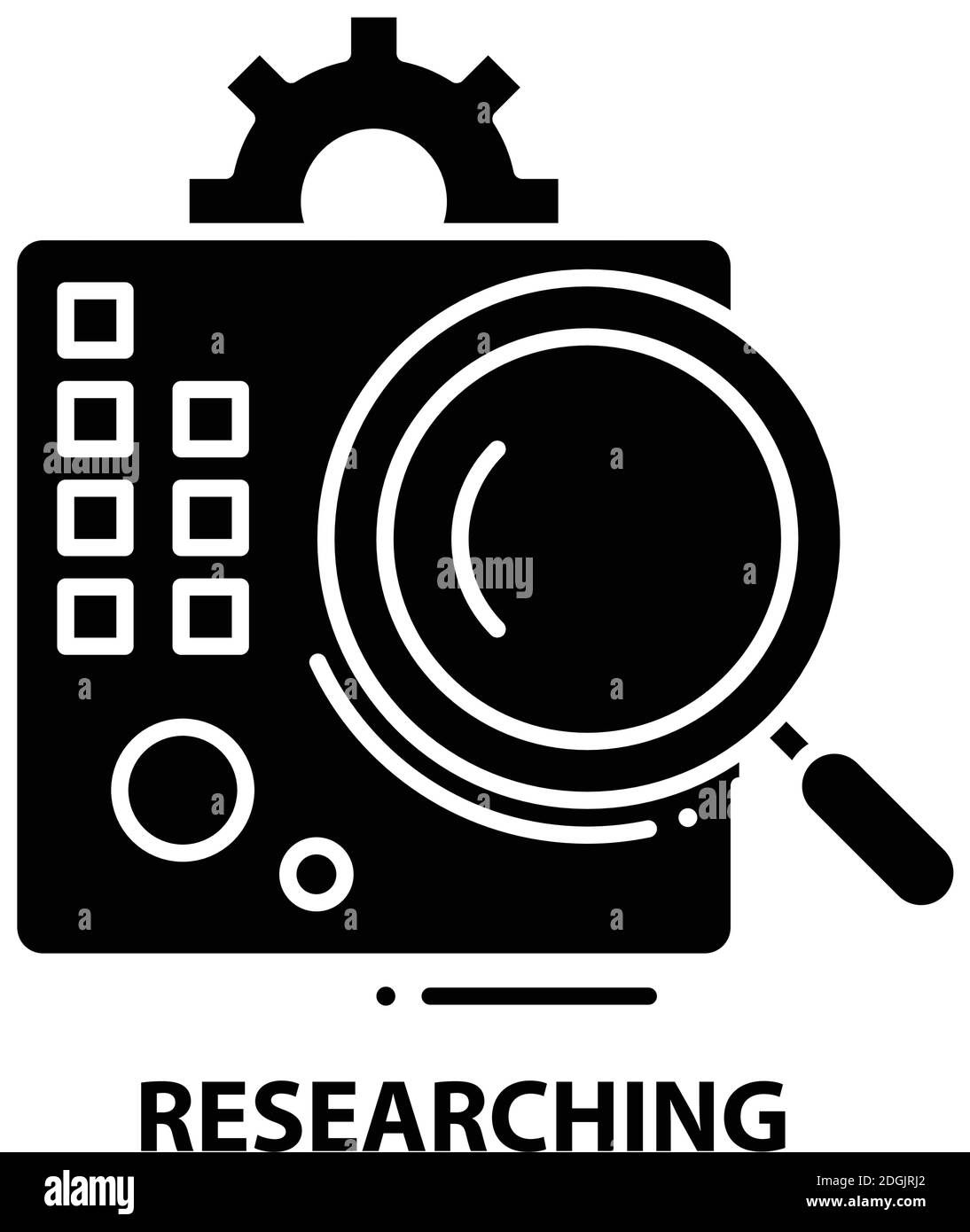 Recherche-Symbol, schwarzes Vektorzeichen mit editierbaren Konturen, Konzeptdarstellung Stock Vektor