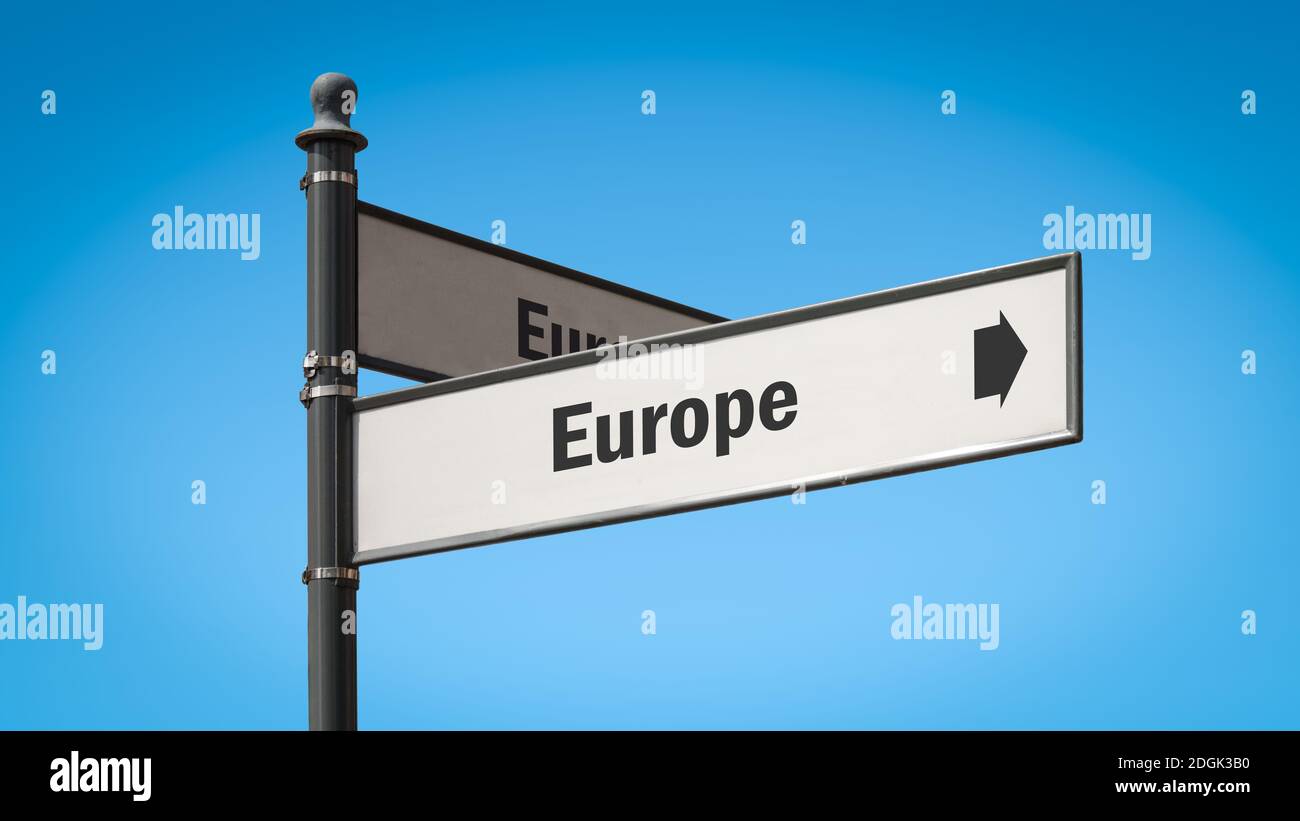 Straßenschild nach Europa Stockfoto