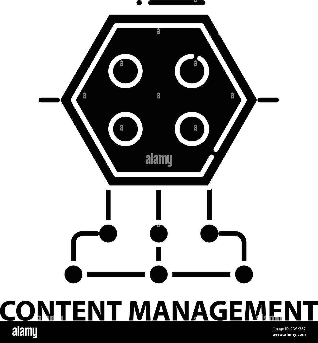 Content-Management-Symbol, schwarzes Vektorzeichen mit editierbaren Konturen, Konzeptdarstellung Stock Vektor