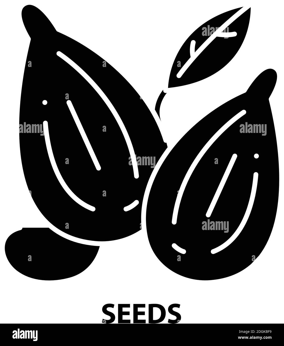 Seeds-Symbol, schwarzes Vektorzeichen mit editierbaren Konturen, Konzeptdarstellung Stock Vektor