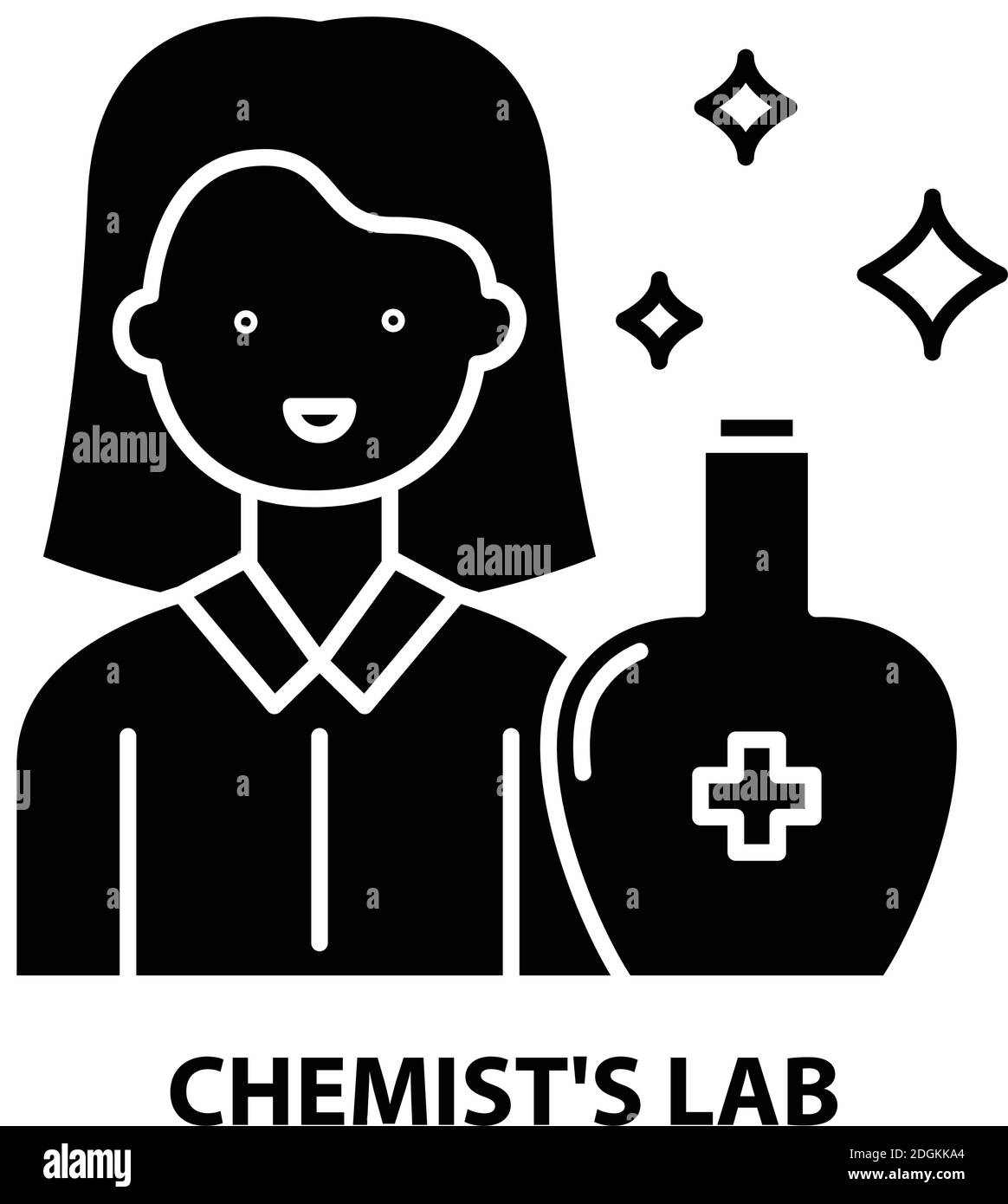 Chemiker's Lab Icon, schwarzes Vektorzeichen mit editierbaren Konturen, Konzeptdarstellung Stock Vektor