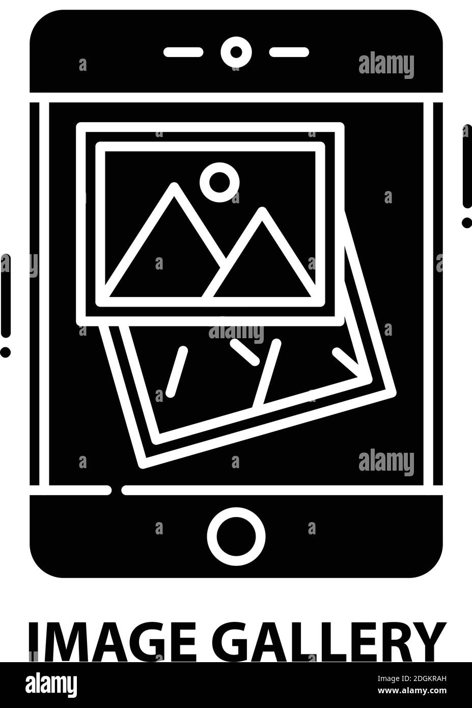 Bildergalerie-Symbol, schwarzes Vektorzeichen mit editierbaren Konturen, Konzeptdarstellung Stock Vektor