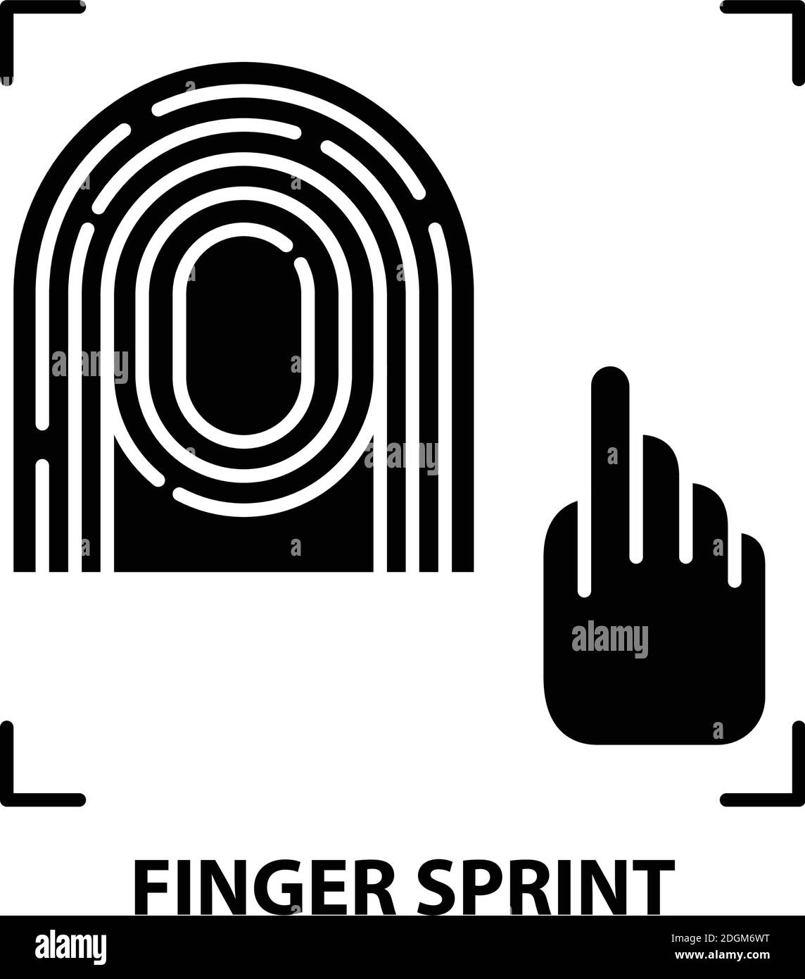 Fingersprint-Symbol, schwarzes Vektorzeichen mit editierbaren Konturen, Konzeptdarstellung Stock Vektor