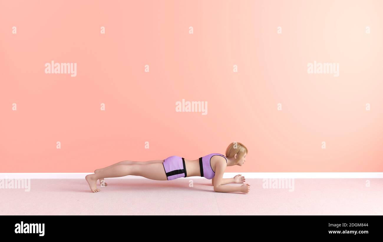 Dolphin Plank Yoga Pose Stockfoto