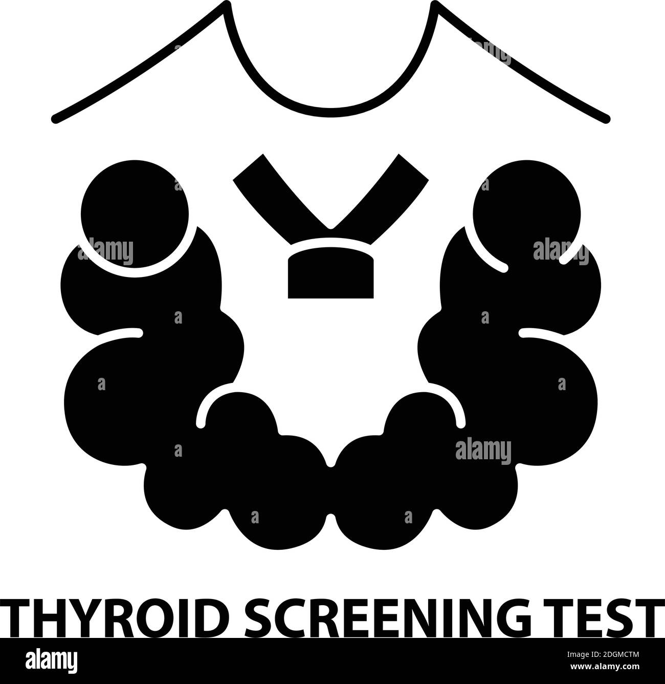 Symbol für Schilddrüsen-Screening-Test, schwarzes Vektorzeichen mit bearbeitbaren Striche, Konzeptdarstellung Stock Vektor