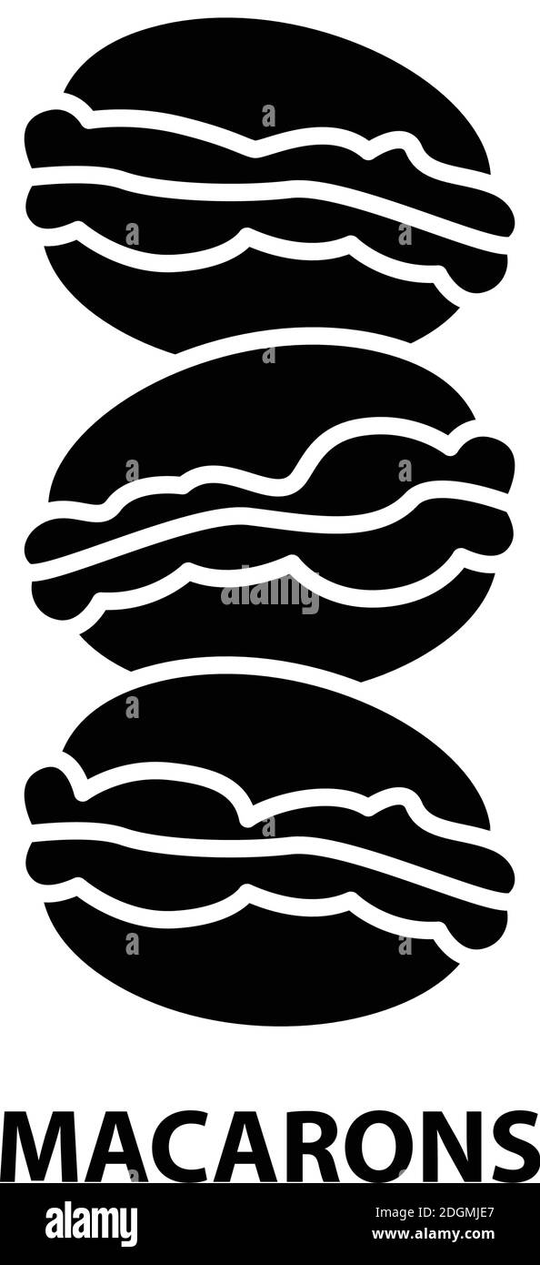 Makronen-Symbol, schwarzes Vektorzeichen mit editierbaren Konturen, Konzeptdarstellung Stock Vektor