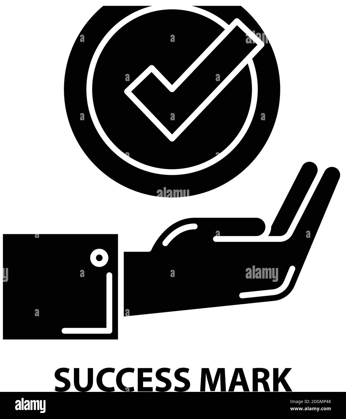 Success Mark Icon, schwarzes Vektorzeichen mit editierbaren Konturen, Konzeptdarstellung Stock Vektor