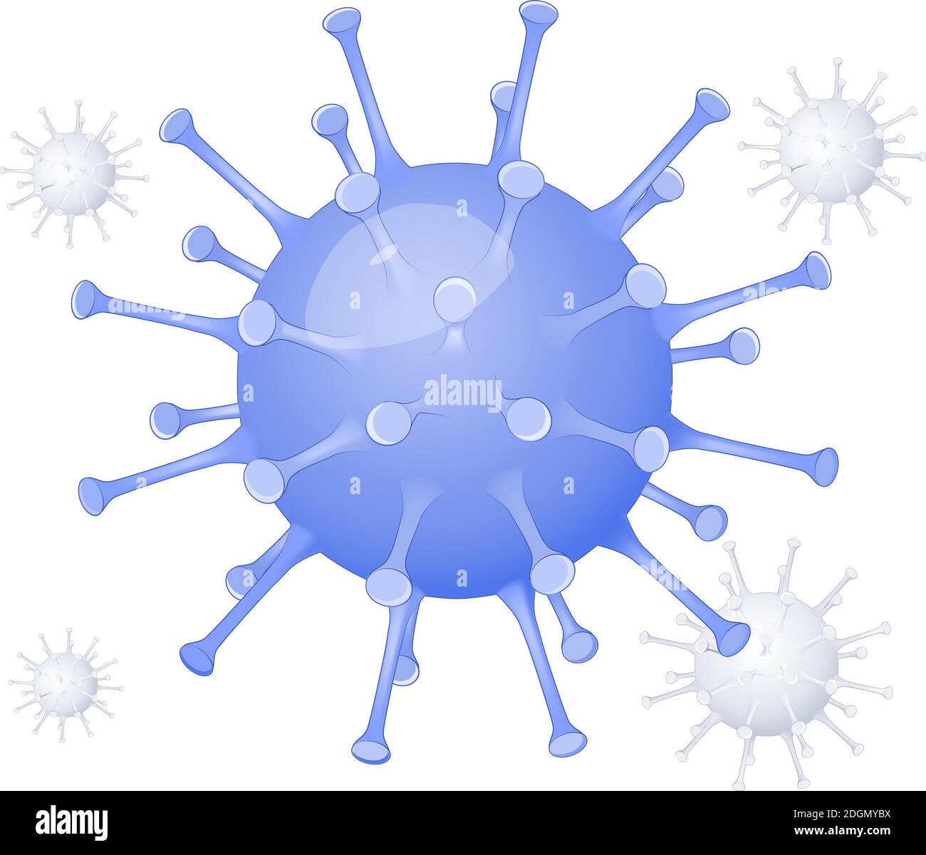 Virus. Coronavirus. Verschiedene Arten von Viren. Abstrakte Vektor-Mikrobe auf weißem Hintergrund. Krankheitskeim, Erreger Organismus. Infektion Stock Vektor