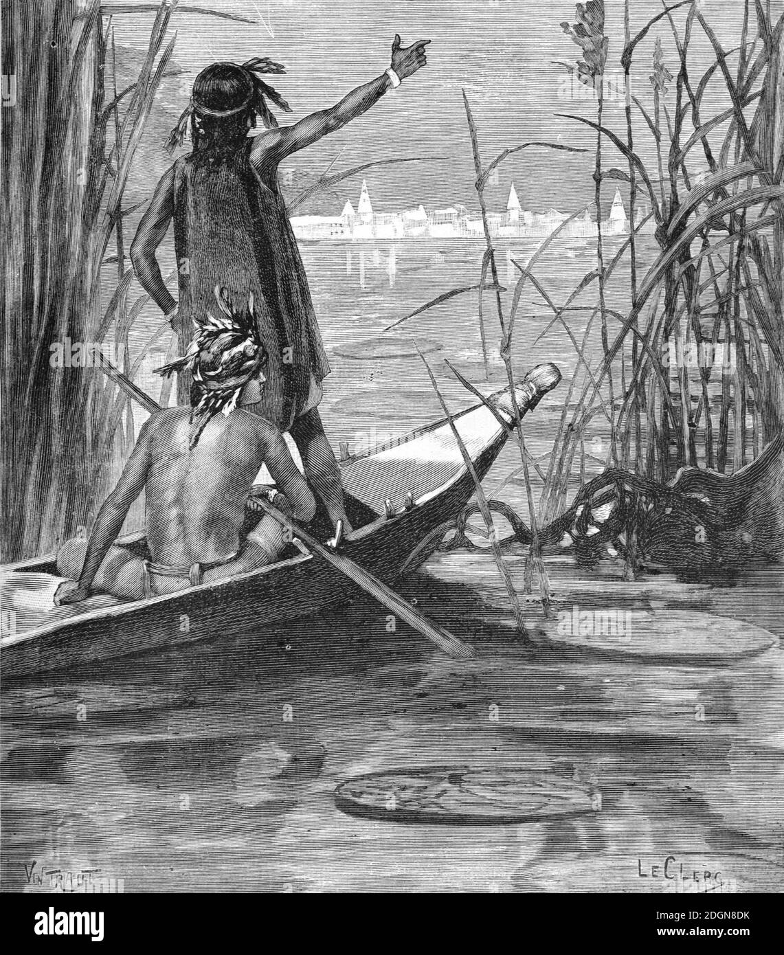 El Dorado legendäre Stadt Gold aka Manoa & Lake Parime oder Lake Parima, ein legendärer See in Südamerika (engr 1896 Leclerc) Vintage Engraving oder Illustration Stockfoto