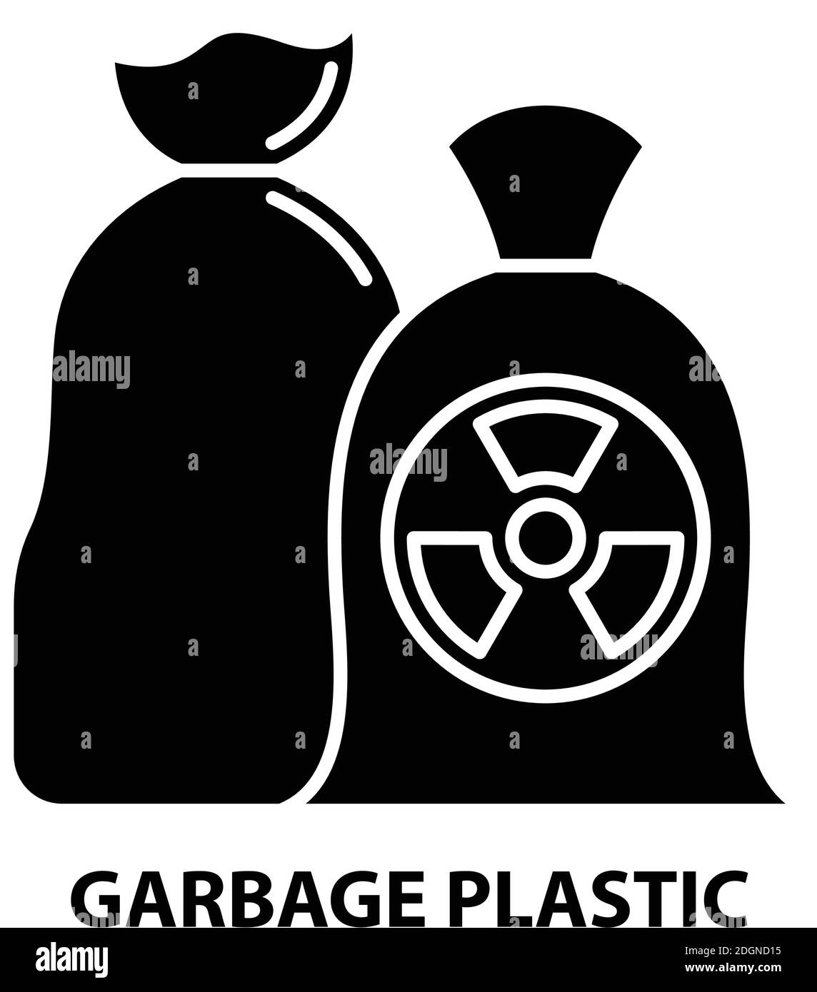 Müllplastik-Symbol, schwarzes Vektorzeichen mit editierbaren Striche, Konzeptdarstellung Stock Vektor