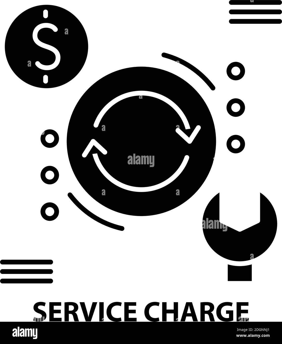 Symbol für Servicegebühren, schwarzes Vektorzeichen mit bearbeitbaren Striche, Konzeptdarstellung Stock Vektor