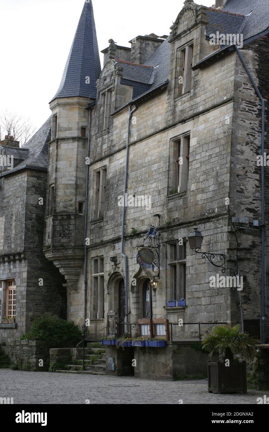 Steinhäuser in rochefort-en-terre in der bretagne in frankreich Stockfoto