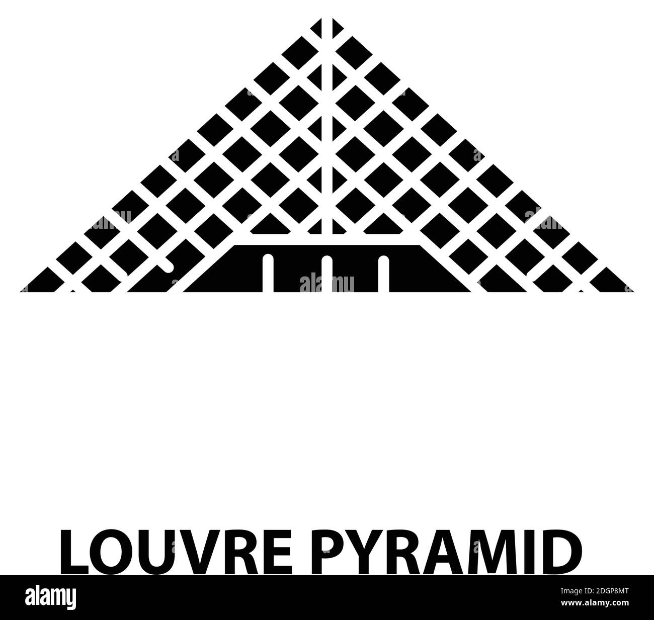 louvre Pyramidensymbol, schwarzes Vektorzeichen mit editierbaren Striche, Konzeptdarstellung Stock Vektor