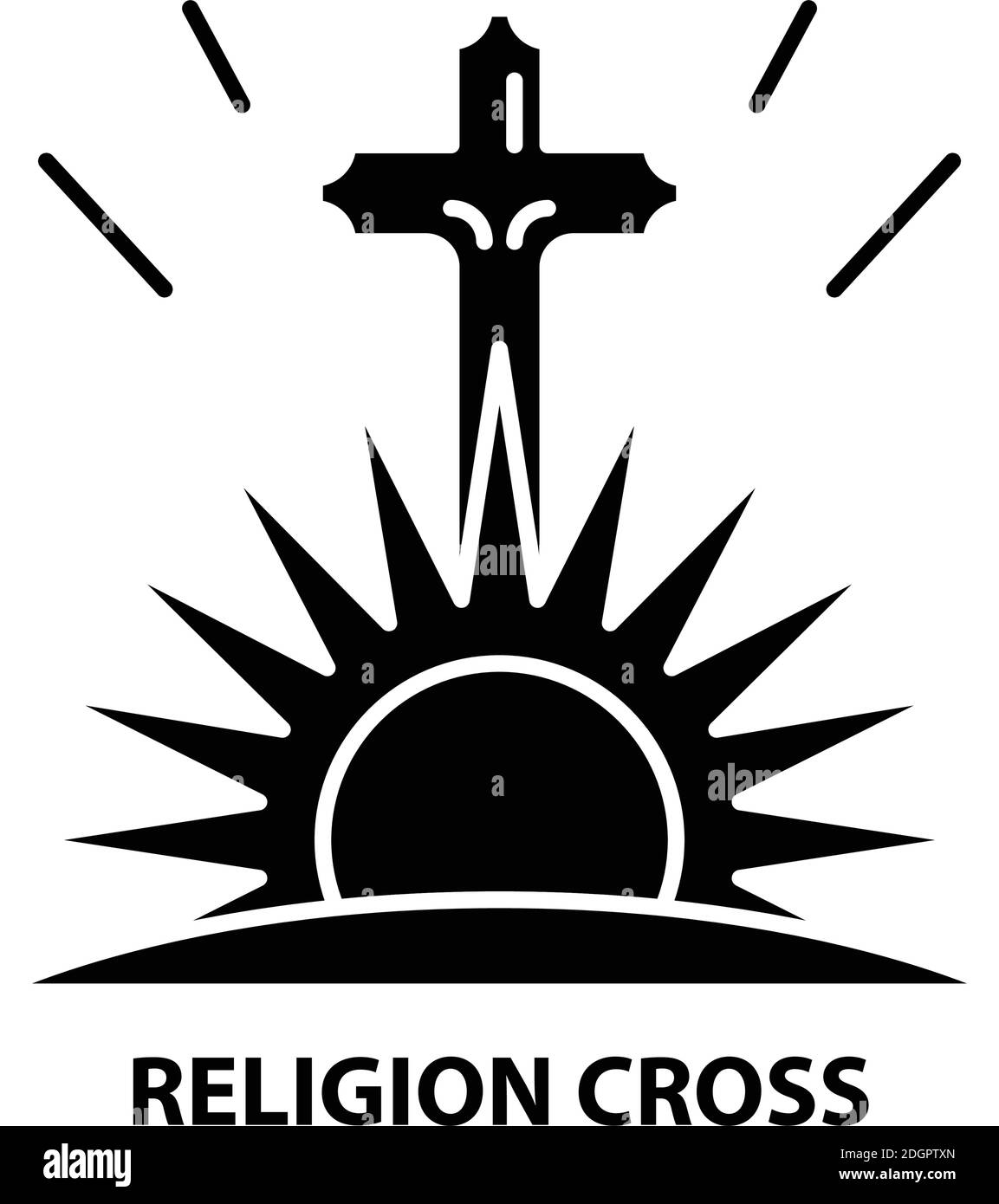 Religion Kreuz Symbol, schwarzes Vektor-Zeichen mit editierbaren Striche, Konzept Illustration Stock Vektor
