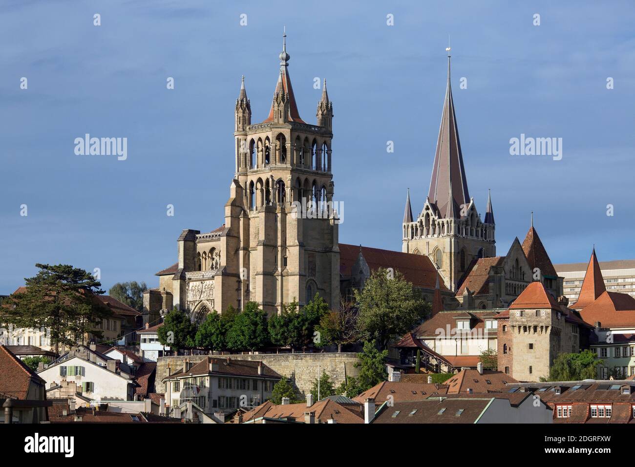 Kathedrale von Lausanne in der Stadt Lausanne im Kanton Waadt. Stockfoto