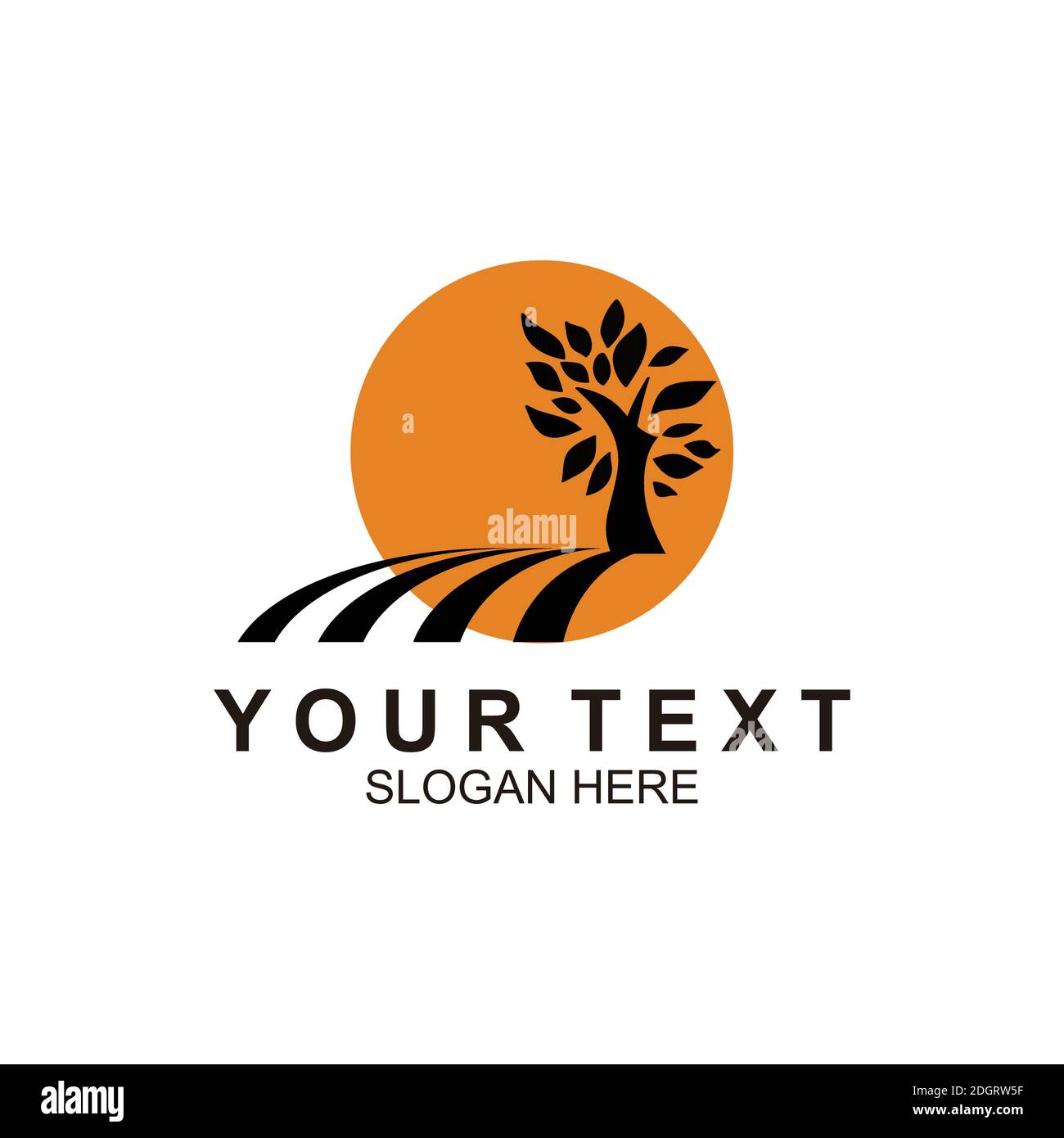 Symbol Symbol Illustration von Sonne und Silhouette Baum Inspiration Stock Vektor