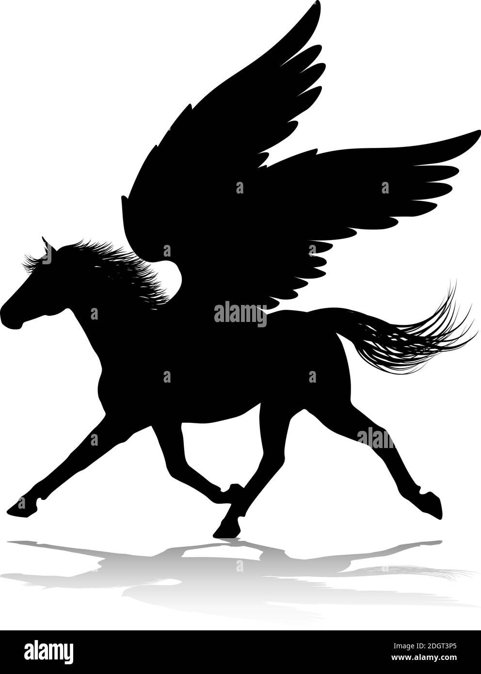 Pegasus Silhouette Mythologische geflügeltes Pferd Stock Vektor