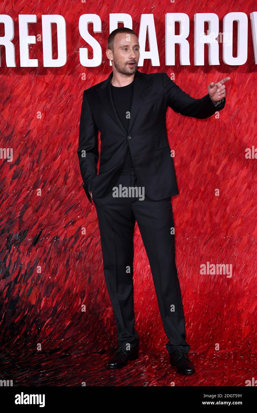 Matthias Schoenaerts bei der Europa-Premiere von Red Sparrow im Vue Cinema West End, London. Bildnachweis sollte lauten: Doug Peters/EMPICS Entertainment Stockfoto