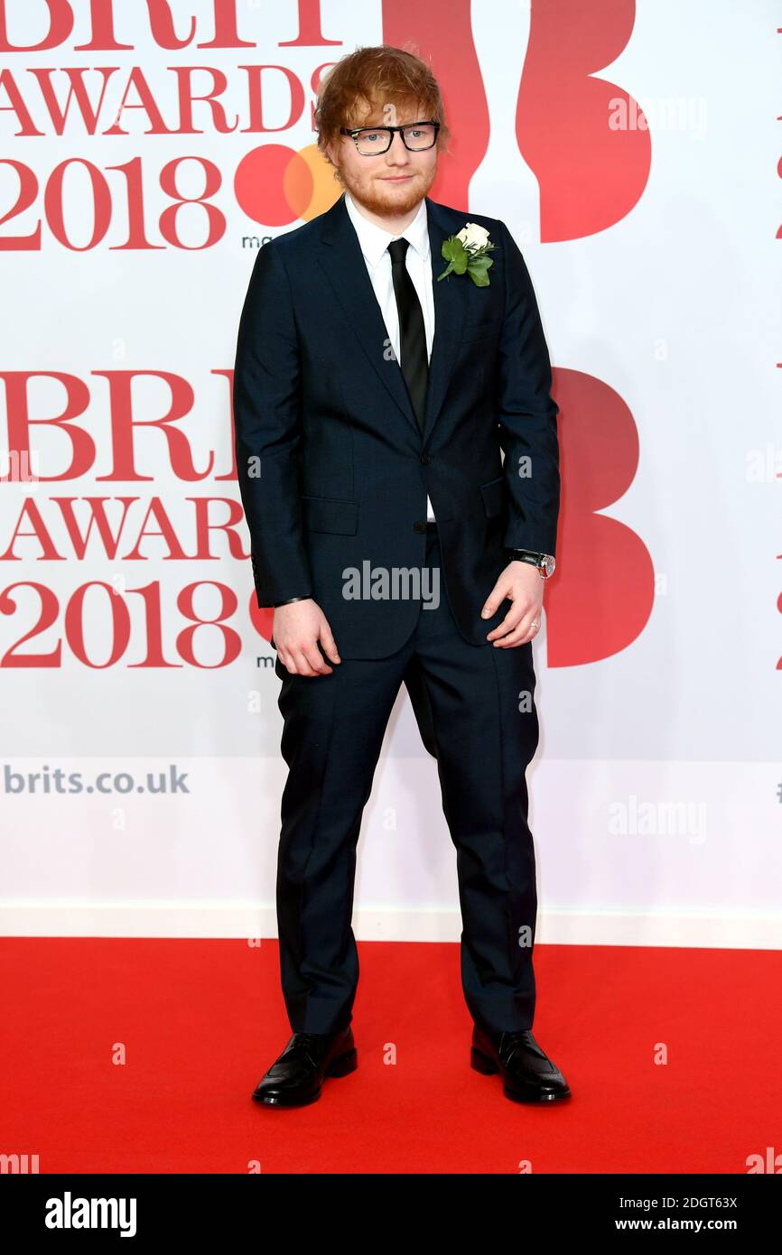Ed Sheeran bei den Brit Awards in der O2 Arena, London. Bildnachweis sollte lauten: Doug Peters/EMPICS Entertainment Stockfoto