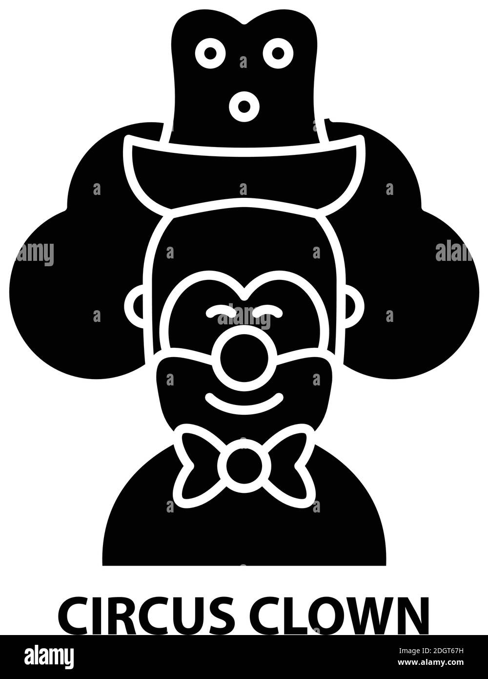 circus Clown Icon, schwarzes Vektorzeichen mit editierbaren Striche, Konzeptdarstellung Stock Vektor