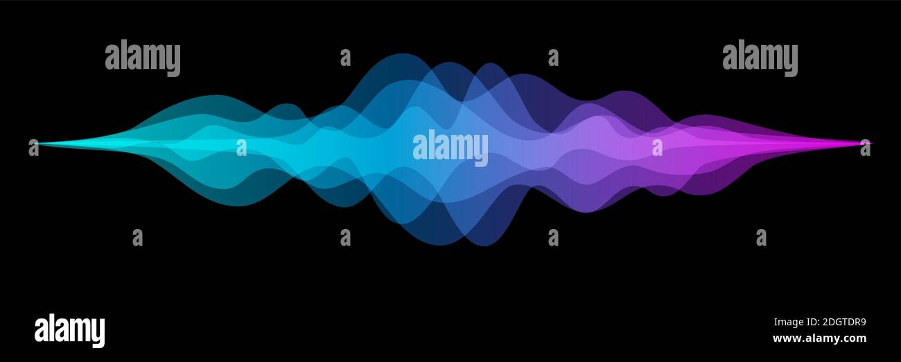 Abstrakter Audio-Sound-Wave-Hintergrund. Vektor-Illustration für blaue und violette sprach- oder Musiksignale. Digitale Beats von Volumen Farbe Klangwelle Stock Vektor