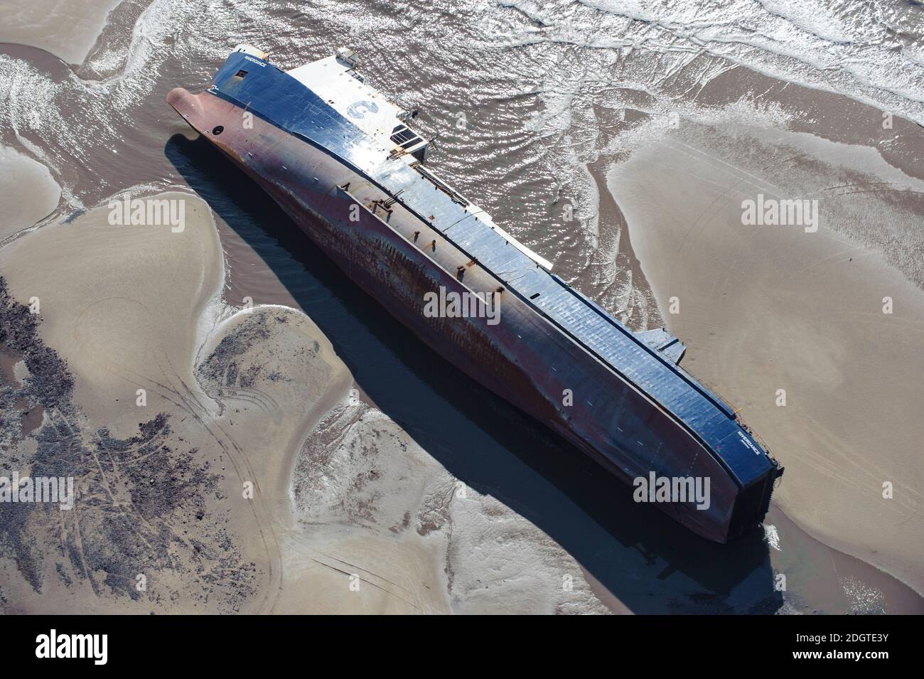 MS Riverdance auf Grund am Cleveleys Beach Stockfoto