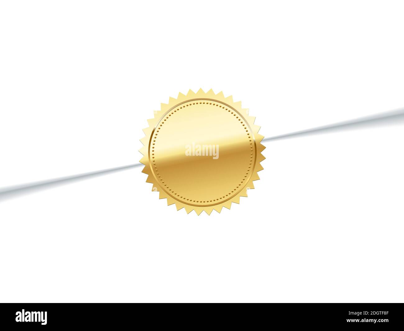 Geklebter goldener Aufkleber auf Umschlag. Gold Stempel Logo Vektor Illustration. Qualitätszertifikat auf vip-Brief. Realistisches rundes Symbol, Vintage Mail Siegel Stock Vektor