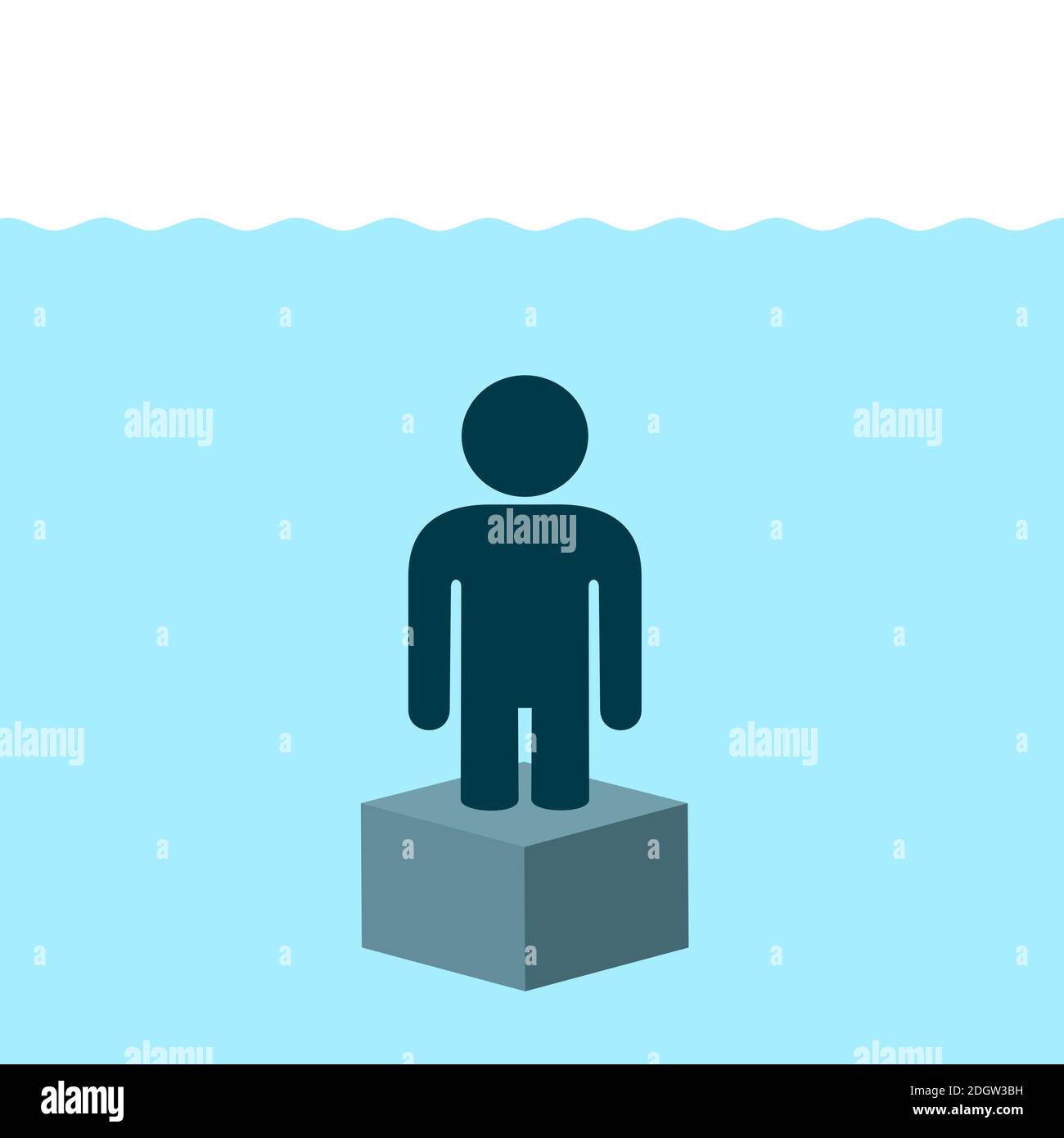 Zementschuhe - Ausschiessen des Vectim durch Ertrinken im Wasser. Ertrunkene Leiche hat Fuß und Beine in die Konzertschachtel und den Eimer gebunden. Mafia und cr Stockfoto