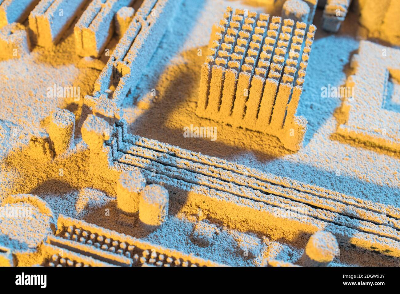 Abstract der PC-Motherboard / Desktop-PC-Motherboard Oberfläche behandelt und mit farbigen Gelen erschossen. Als Technologie abstrakt, abstrakte Computer, Quantum. Stockfoto