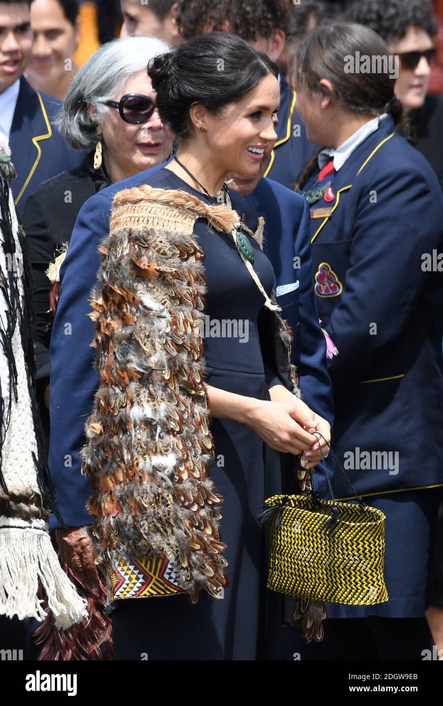 Prinz Harry Duke of Sussex, Meghan Herzogin von Sussex besuchen Te Papaiouru Marae, für ein formelles Powhiri und Mittagessen zu ihren Ehren, Te Papaiouru, Ohinemutu. Am vierten Tag der Tour des königlichen Paares durch Neuseeland. Bildnachweis sollte lauten: Doug Peters/EMPICS Stockfoto