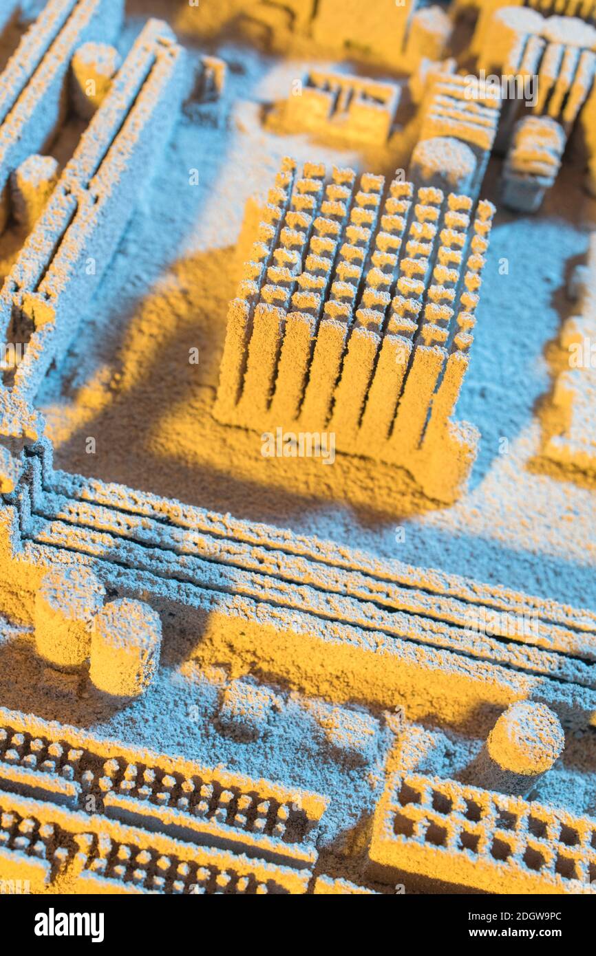 Abstract der PC-Motherboard / Desktop-PC-Motherboard Oberfläche behandelt und mit farbigen Gelen erschossen. Als Technologie abstrakt, abstrakte Computer, Quantum. Stockfoto