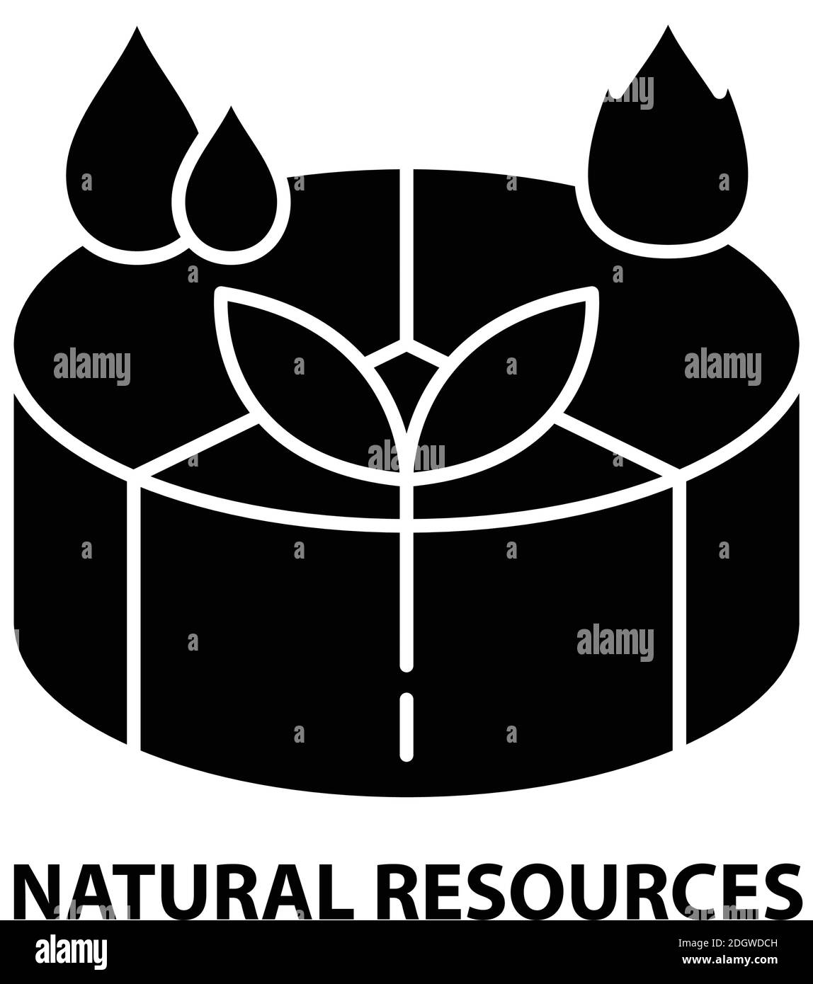 Symbol für natürliche Ressourcen, schwarzes Vektorzeichen mit editierbaren Konturen, Konzeptdarstellung Stock Vektor