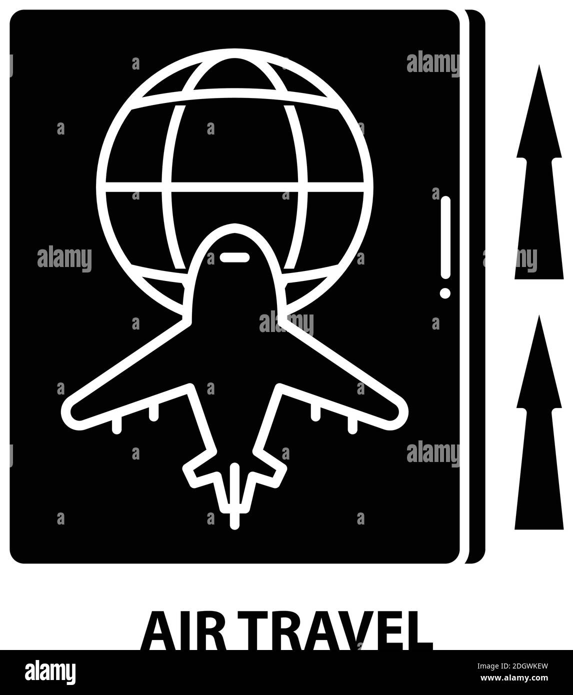 Flugreise-Symbol, schwarzes Vektorzeichen mit editierbaren Striche, Konzeptdarstellung Stock Vektor