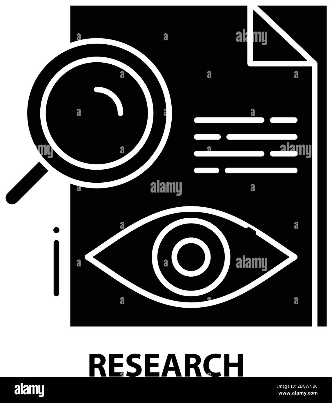 Forschungssymbol, schwarzes Vektorzeichen mit editierbaren Konturen, Konzeptdarstellung Stock Vektor