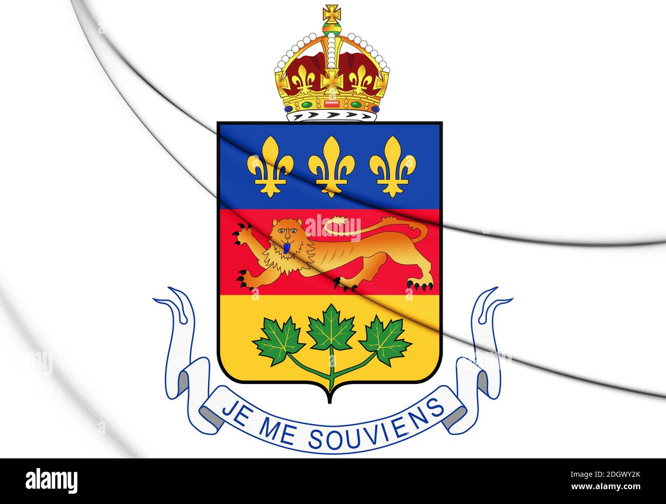 Das Wappen der Provinz Quebec, Kanada. 3D-Darstellung. Stockfoto