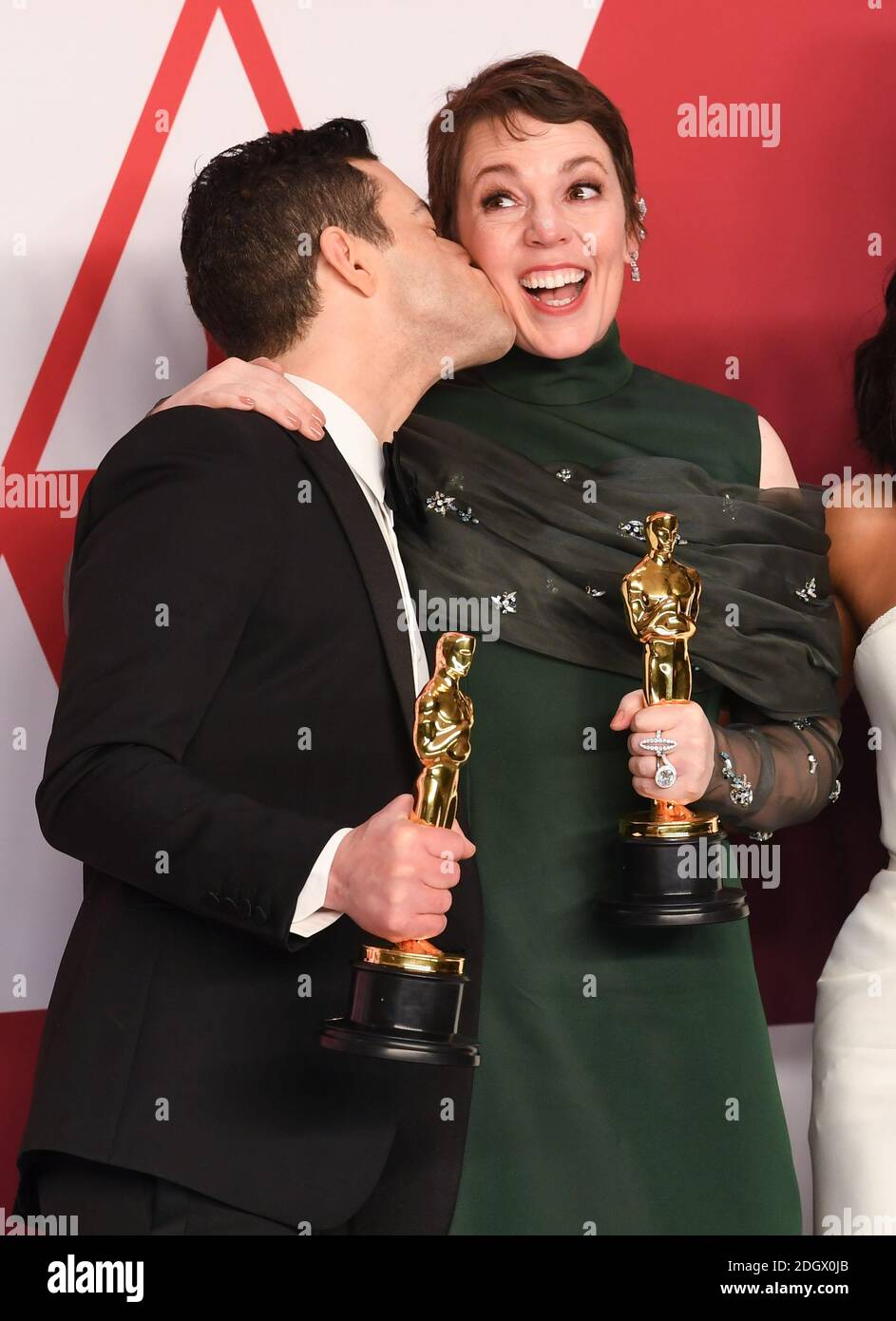 Rami Malek, Gewinnerin des BestenSchauspielers für 'Bohemian Rhapsody' und Olivia Colman, Gewinnerin der Bestendarstellerin für 'The Favorite' im Presseraum bei den 91. Academy Awards im Dolby Theater in Hollywood, Los Angeles, USA. Bildnachweis sollte lauten: Doug Peters/EMPICS. Stockfoto