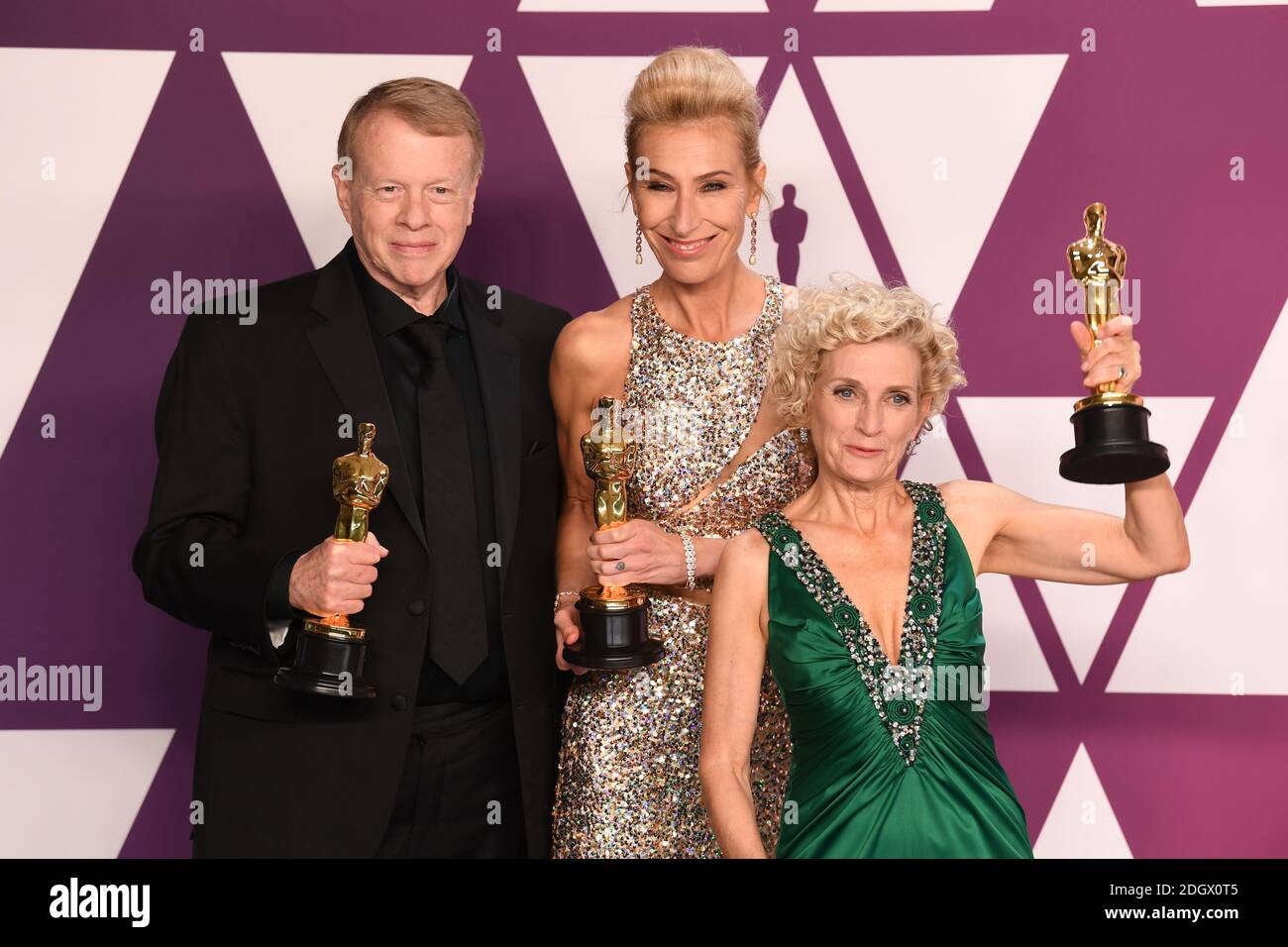 Greg Cannom, Kate Biscoe und Patricia Delaney mit dem Preis für das beste Make-up und Hairstyling für Vice im Presseraum bei den 91. Academy Awards im Dolby Theater in Hollywood, Los Angeles, USA. Bildnachweis sollte lauten: Doug Peters/EMPICS. Stockfoto