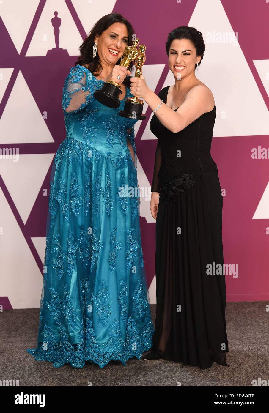 Melissa Berton und Rayka Zehtabchi mit dem Preis für den besten Dokumentarfilm (Kurzfach) für die Zeit. Ende des Satzes im Pressesaal bei den 91. Academy Awards im Dolby Theater in Hollywood, Los Angeles, USA. Bildnachweis sollte lauten: Doug Peters/EMPICS. Stockfoto