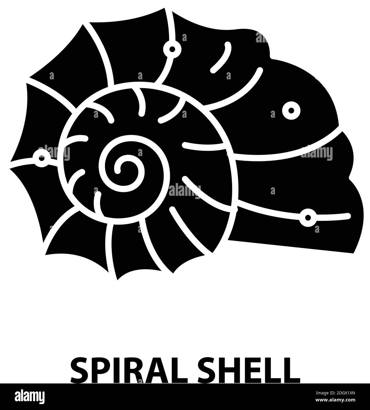 Spiralschalensymbol, schwarzes Vektorzeichen mit editierbaren Konturen, Konzeptdarstellung Stock Vektor