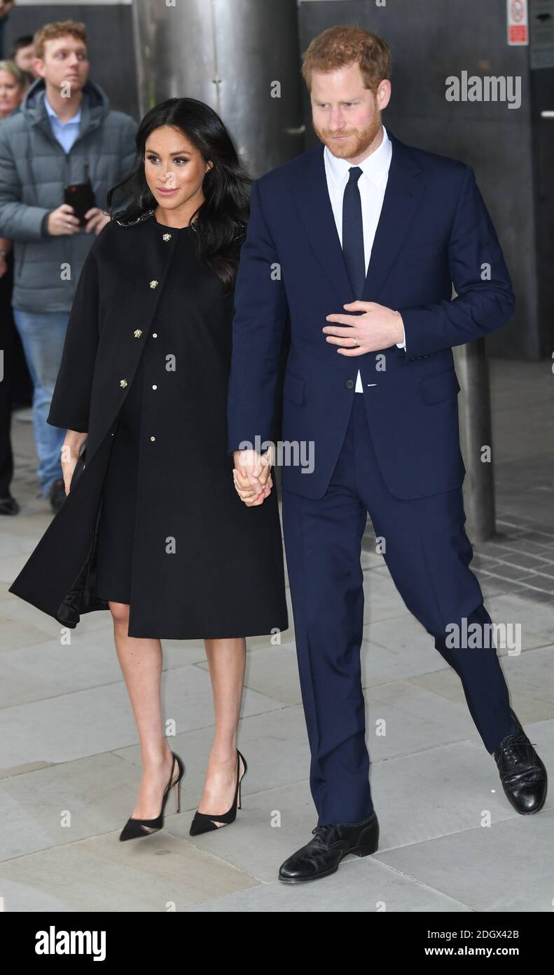 Der Herzog und die Herzogin von Sussex im New Zealand House, um ein Kondolenzbuch für die Opfer des neuseeländischen Terroranschlags zu unterzeichnen, New Zealand House, London. Bildnachweis sollte lauten: Doug Peters/EMPICS Stockfoto