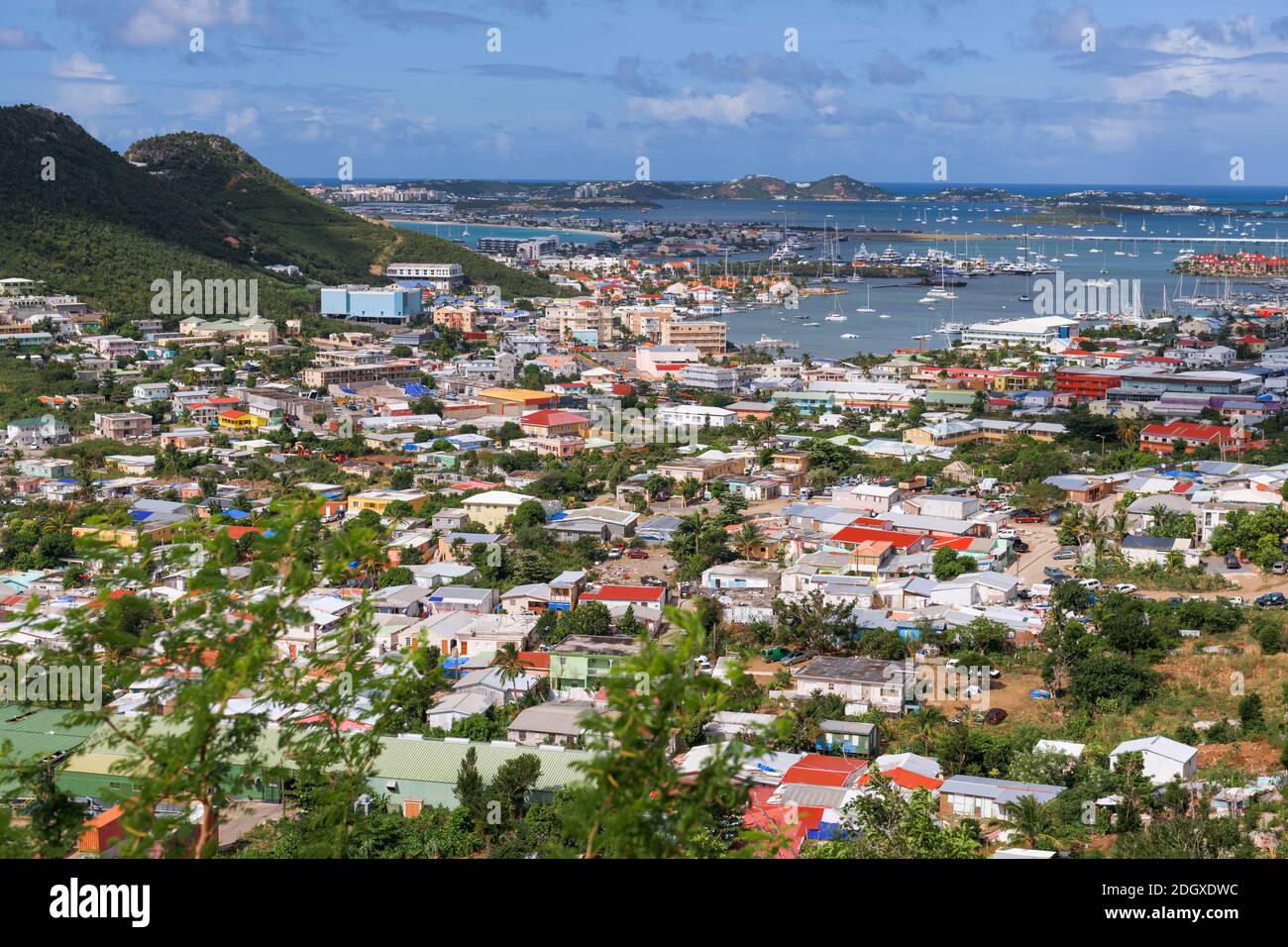 Sint Maarten Blick auf die Küste in der Karibik. Stockfoto