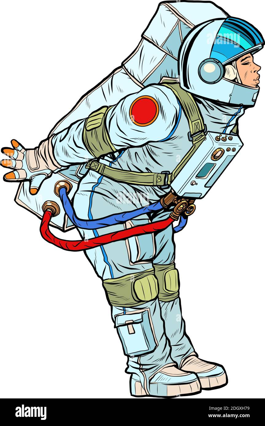 Der Raumfahrer bereitete sich auf einen Kuss vor Stock Vektor