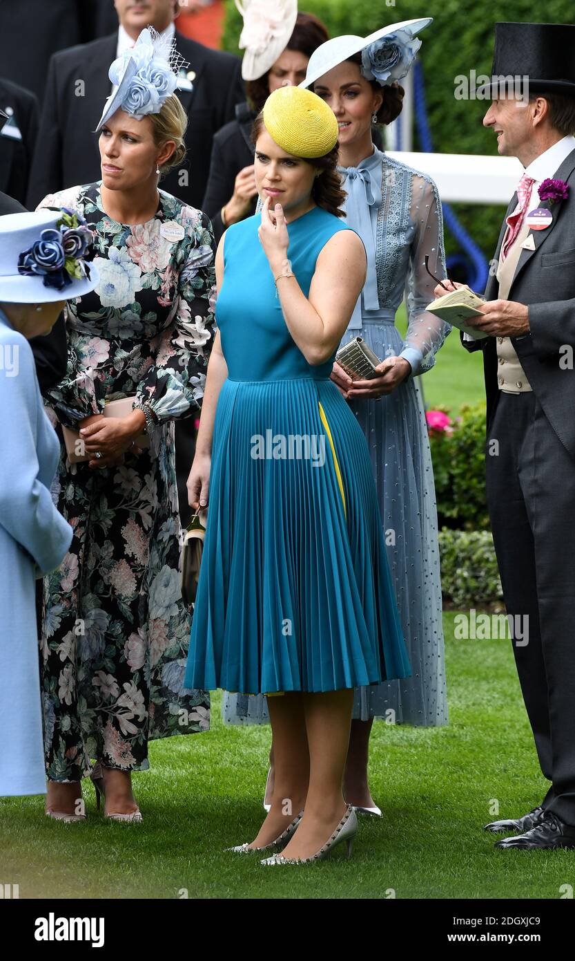 Prinzessin Eugenie von York Ankunft am ersten Tag von Royal Ascot auf der Pferderennbahn Ascot. Stockfoto