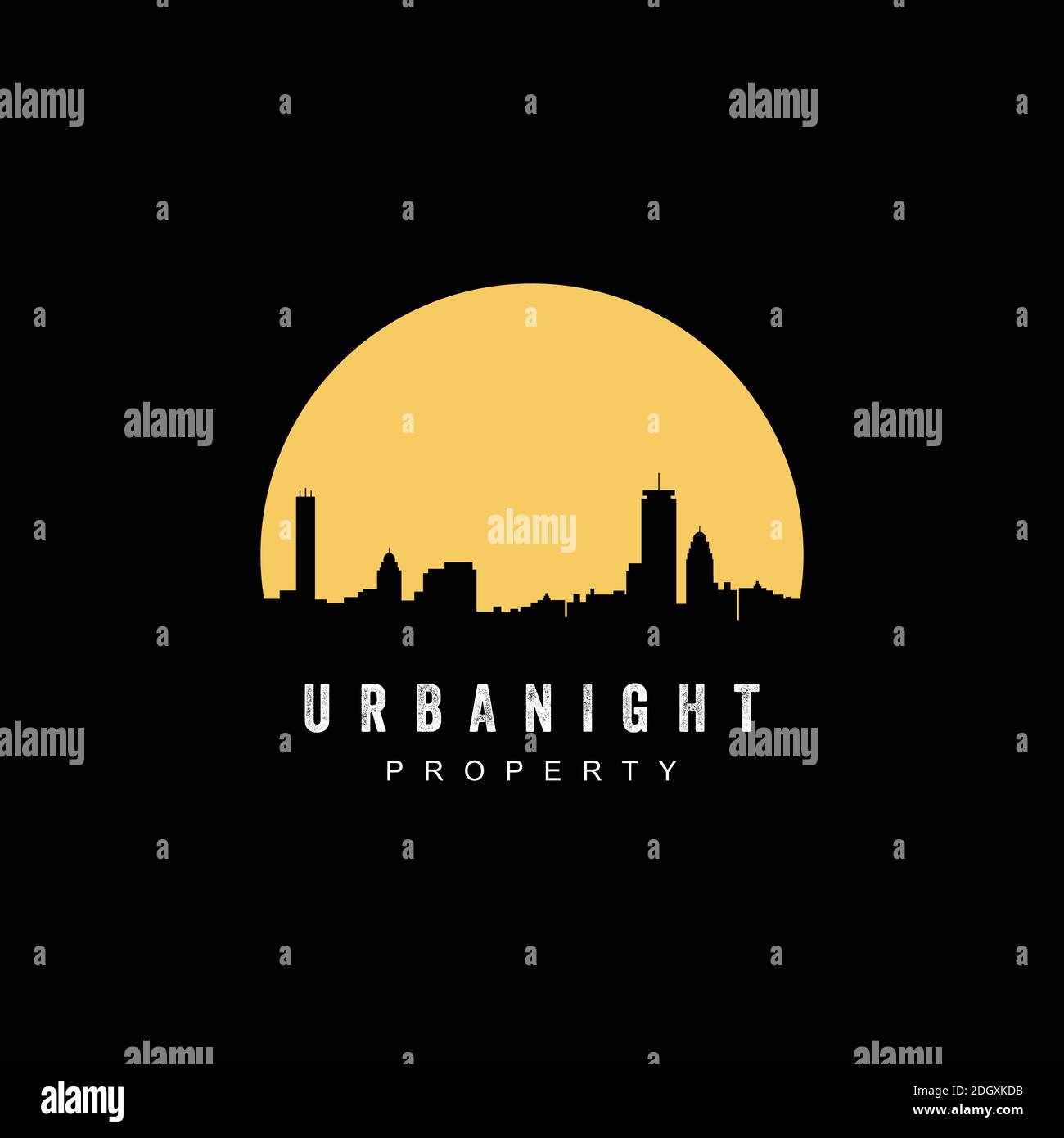 Night City für Immobilien Logo-Design Stock Vektor