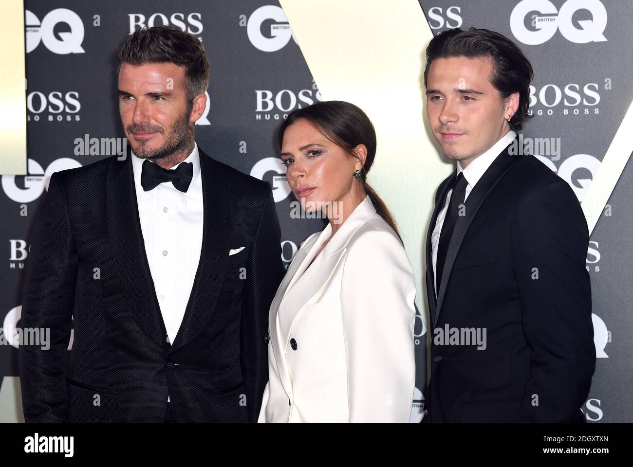 David Beckham, Victoria Beckham und Brooklyn Beckham bei den GQ Men of the Year Awards 2019 in Zusammenarbeit mit Hugo Boss in der Tate Modern, Bankside, London. Stockfoto