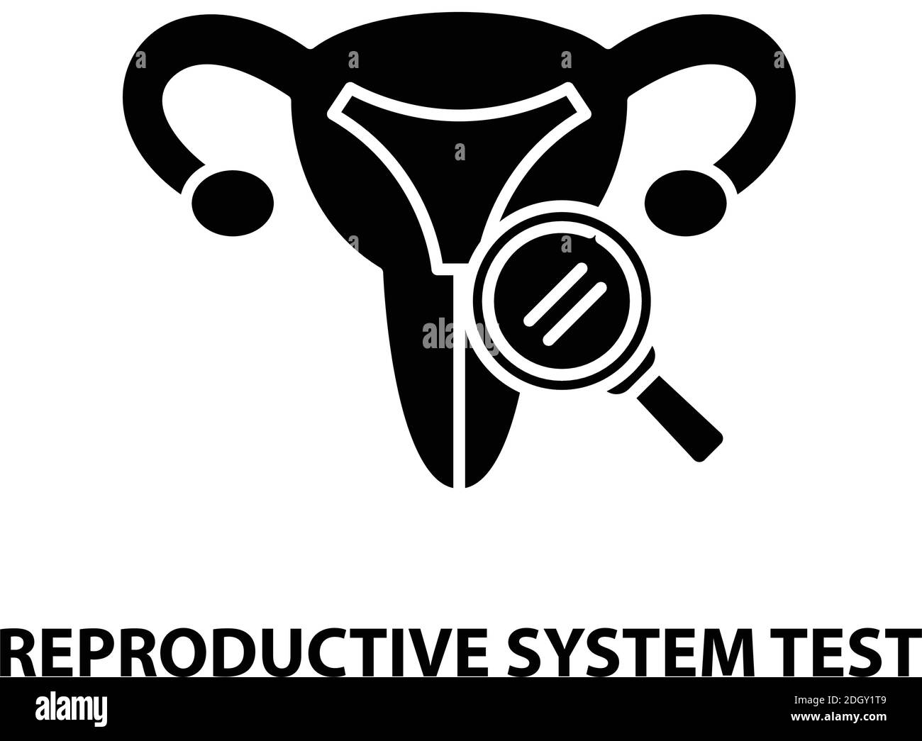 Testsymbol für reproduktive Systeme, schwarzes Vektorzeichen mit bearbeitbaren Konturen, Konzeptdarstellung Stock Vektor