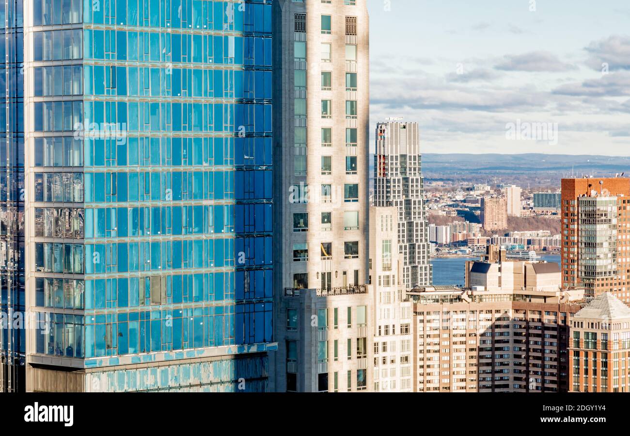 Luftaufnahme von Gebäuden in Midtown Manhattan, NY Stockfoto