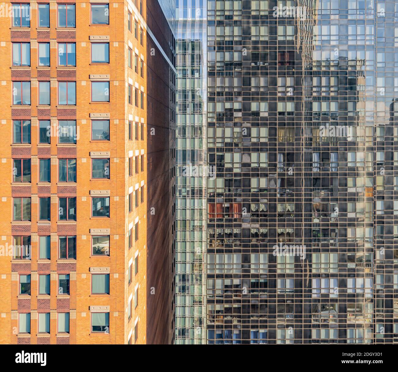 Detailansicht eines Teils eines New York City Hochhauses, NYC Stockfoto